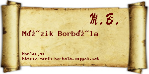 Mázik Borbála névjegykártya